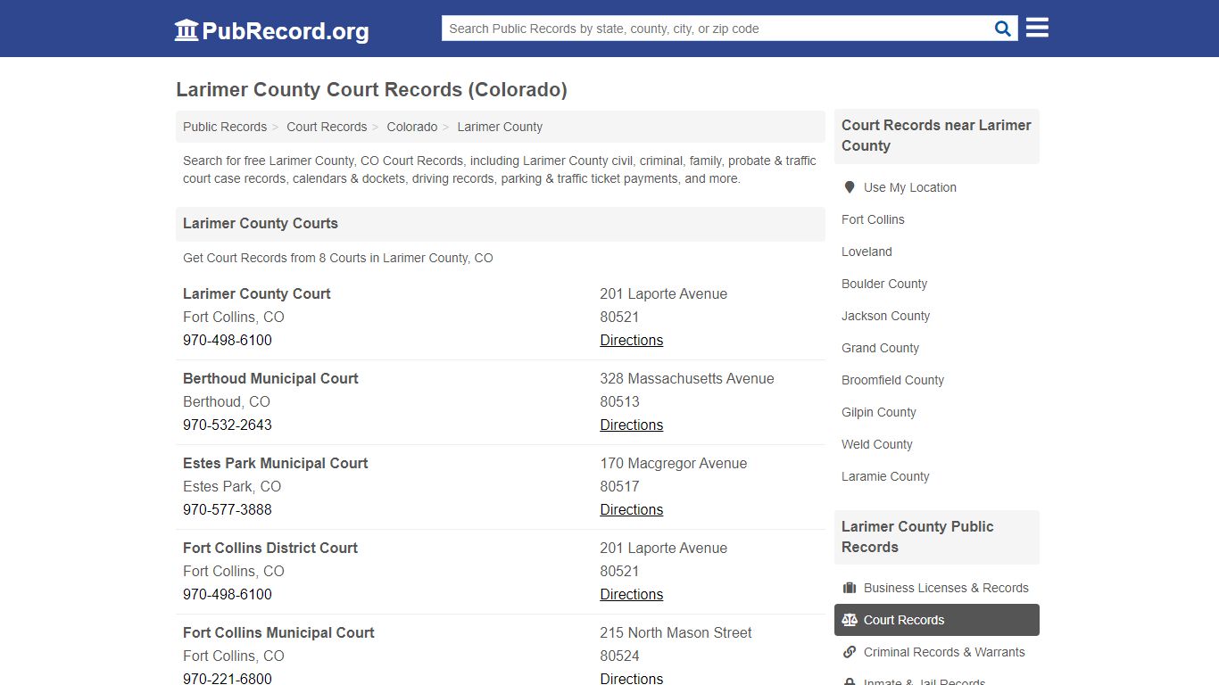 Free Larimer County Court Records (Colorado Court Records) - PubRecord.org